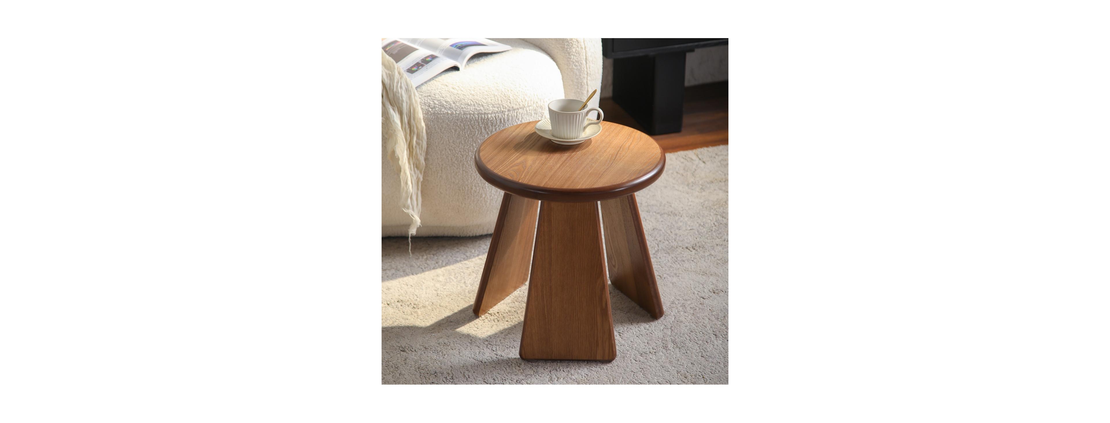 Streamdale Furniture 15 in x 15 in x 15 in Wood Grain Finish Three Slanted Legs Round Side Table