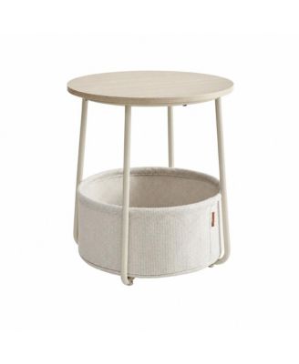 17.7 in x 17.7 in x 19.7 in Metal and Polyester Fabric Removable Basket Side Table