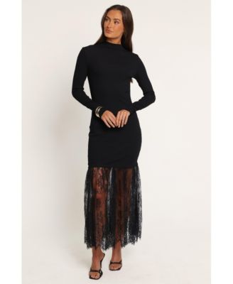 Women's Noelani Lace Mock Neck Maxi Sweater Dress
