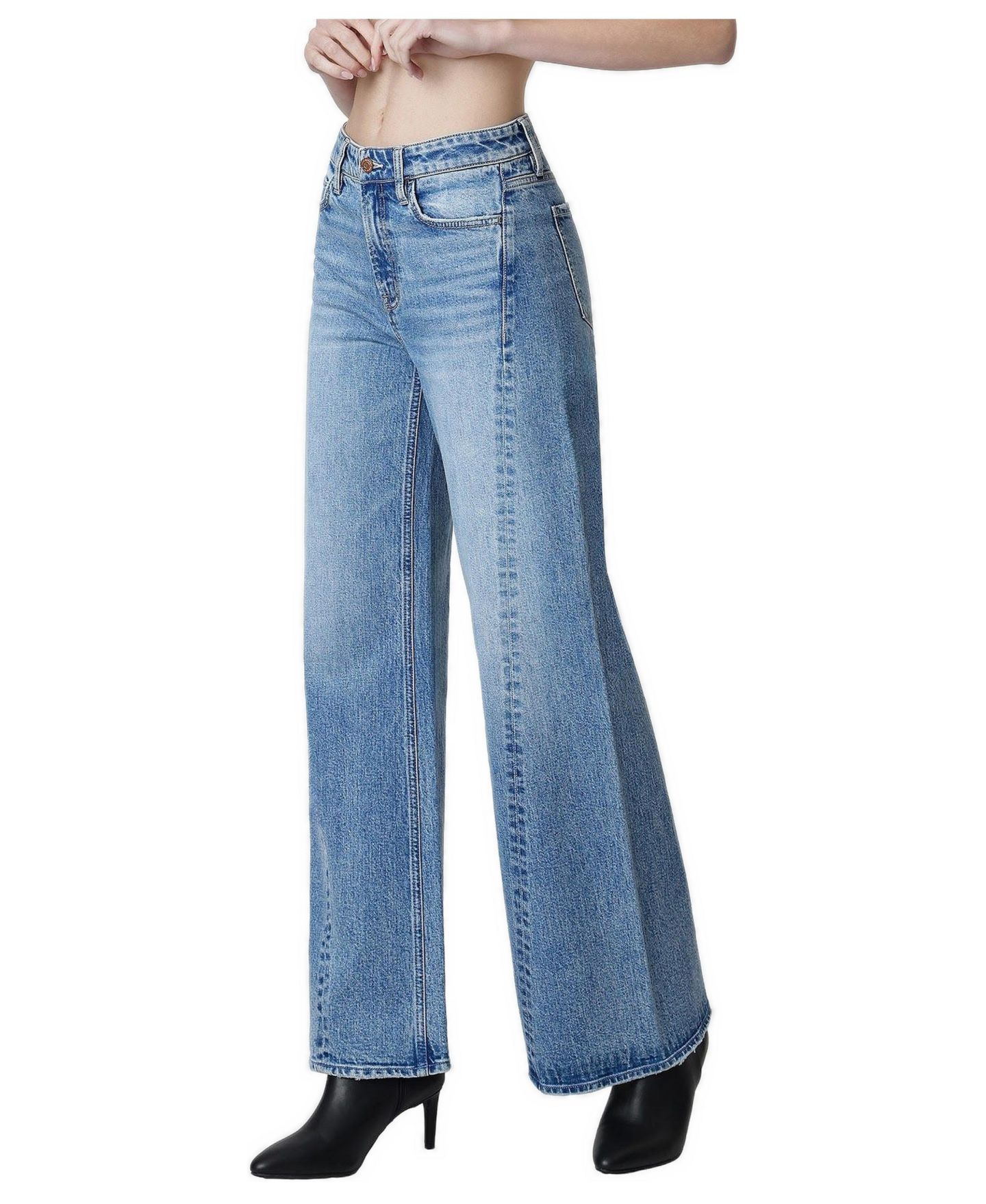 Женские джинсы Flying Monkey Beautify High-Rise Wide-Leg, цвет: Синий — фото 4