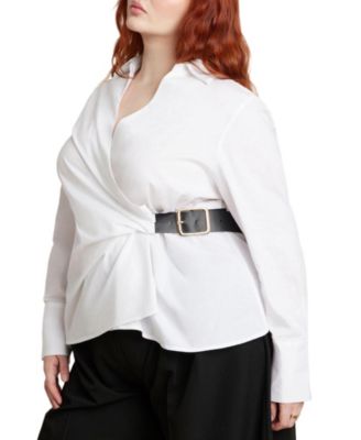 Plus Size Button-Up Wrap Shirt