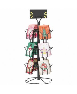 3 Tier Rotating Metal Card Display Rack 12 Pocket Countertop Holder