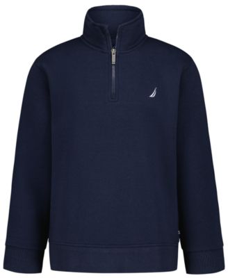 Boys' 8-20 Quarter-Zip Mock Neck Cotton-Blend Sweatshirt