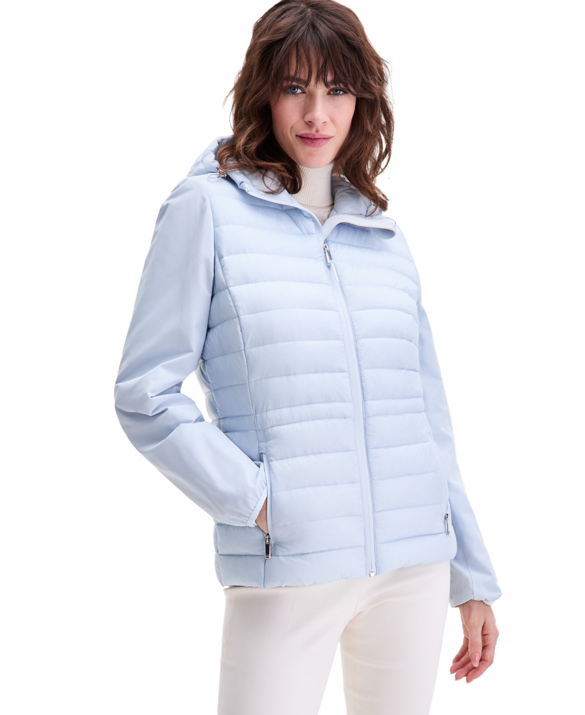 Calvin Klein Women's Mixed-Media Packable Coat - PLEIN AIR
