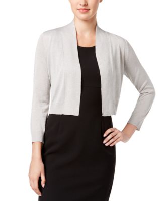 Three-Quarter-Sleeve Glitter Shrug Cardigan