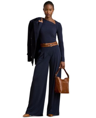 Women's Pleated Stretch Jersey Wide-Leg Pants
