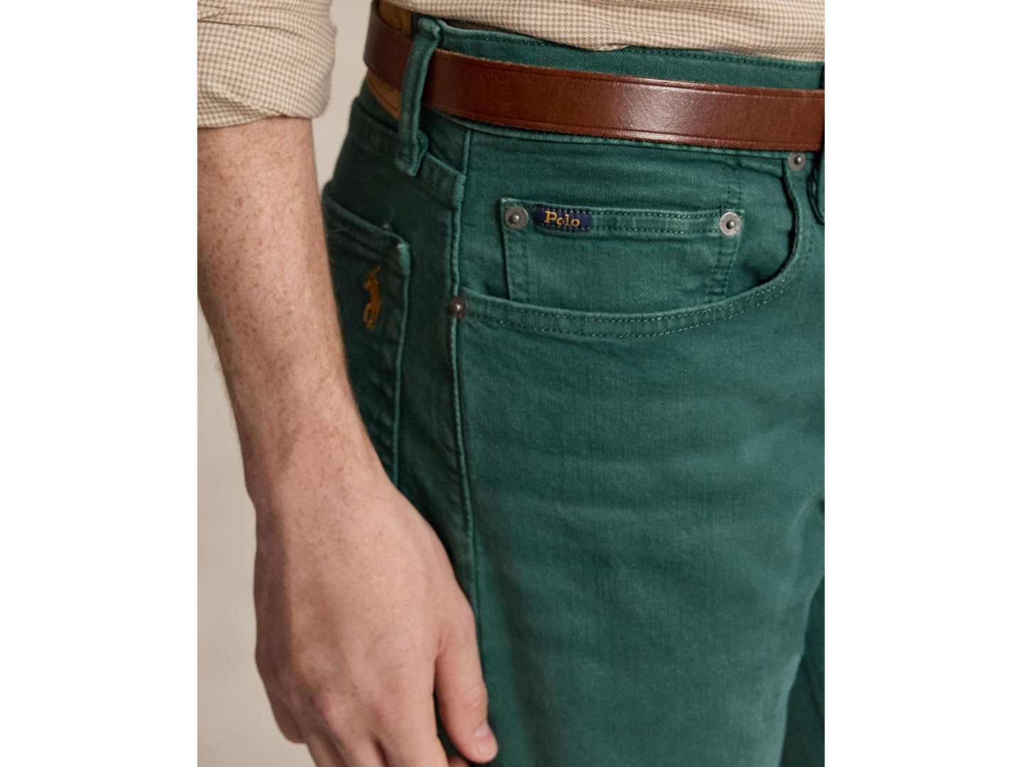 Мужские джинсы Polo Ralph Lauren Hampton Straight Stretch, цвет: Зелёный — фото 4