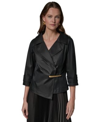 Petite Bar Hardware Notch Lapel Collar Blazer