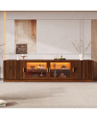 74inches LED TV Stand for TVs Up to 85inches with Glass Doors