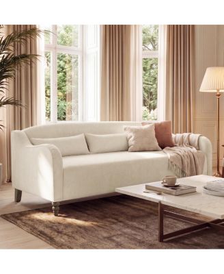 78" Modern Upholstered 3-Seater Curved Sofa with Pillows