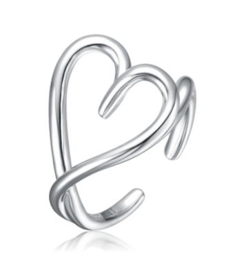 Elegant White Gold Plated Heart Design Adjustable Ring