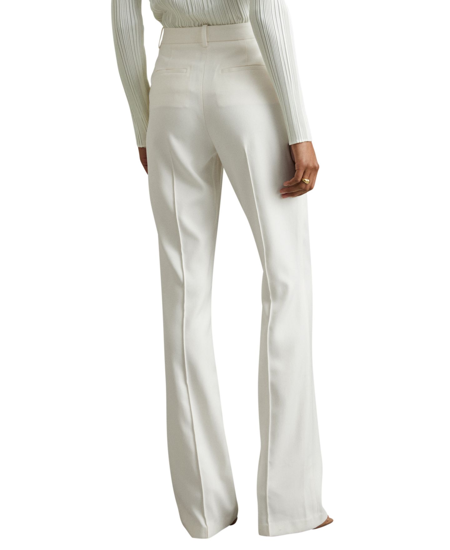 Женские брюки REISS Millie High-Waisted Wide-Leg, цвет: Кремовый — фото 3