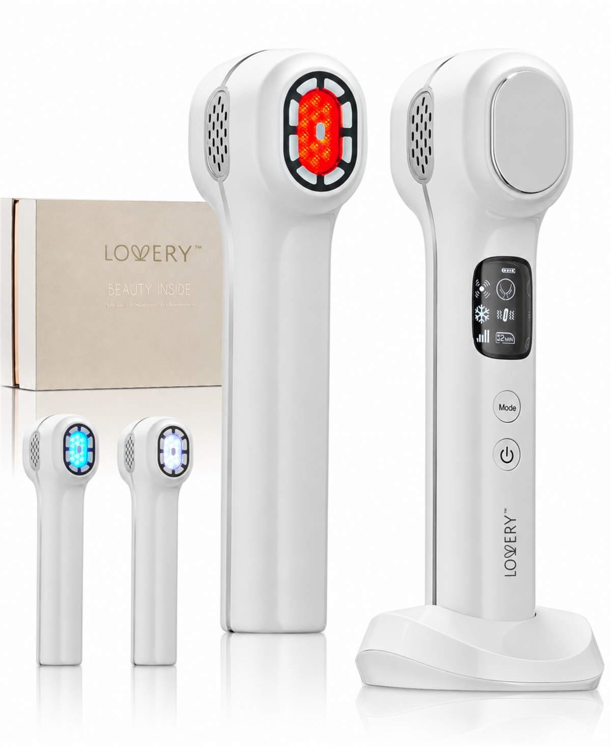 Lovery 6-in-1 Proffesional Rf Collagen Facial Skincare Device with Red & Blue Led Light Therapy, Ems, Cooling & Vibration Massage â Face Lift & Firm