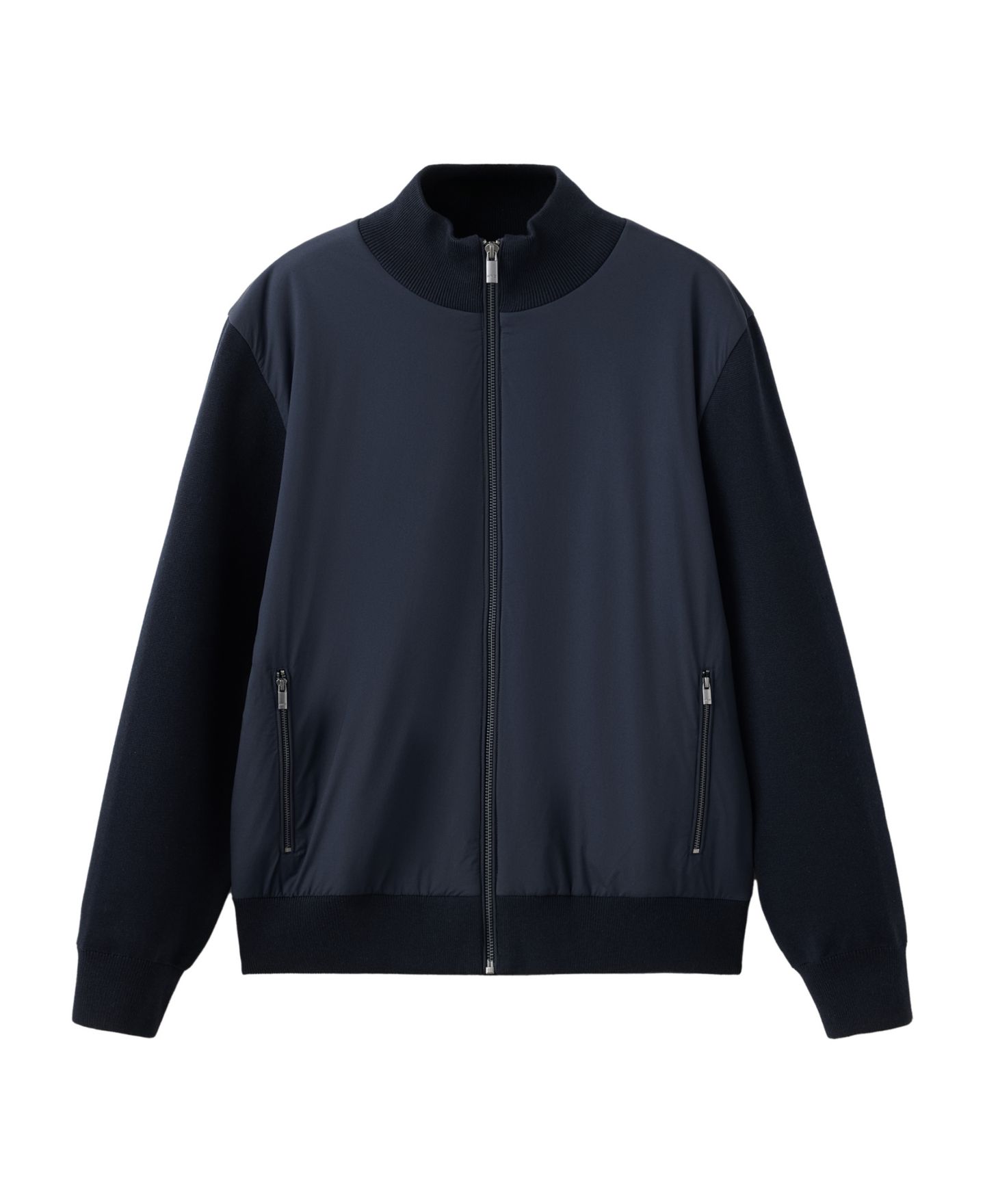 Мужской кардиган Mango Aston Full-Zip Mock-Neck, цвет: Тёмно-синий — фото 1