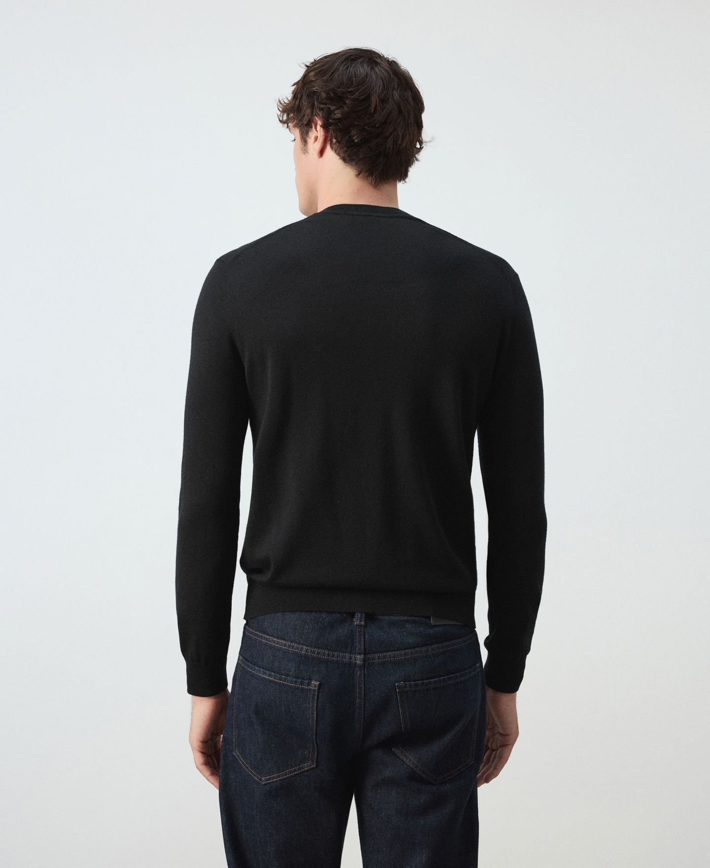Мужской свитер Mango Willy 100% Wool Crewneck, цвет: Чёрный — фото 4