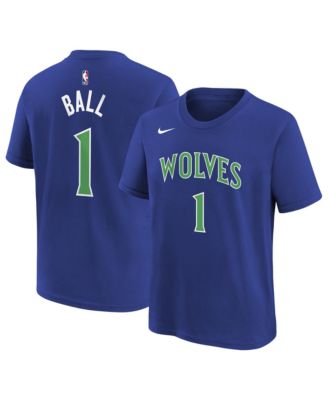 Nike Big Boys' and Girls' LaMelo Ball Blue Minnesota Timberwolves Icon Edition Name & Number T-Shirt