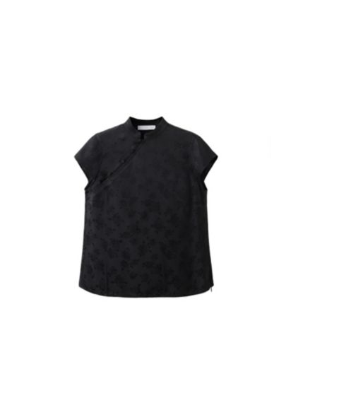 Женская блузка Mango Strap Neck Jacquard Short-Sleeve, цвет: Угольный