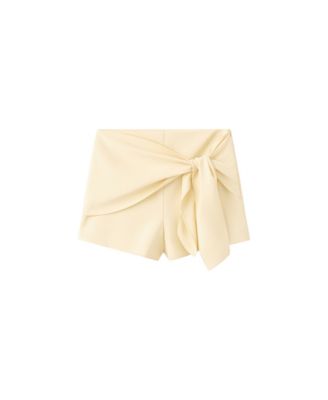 Women's Bow Mid-Rise Straight Shorts, 2.36" Inseam