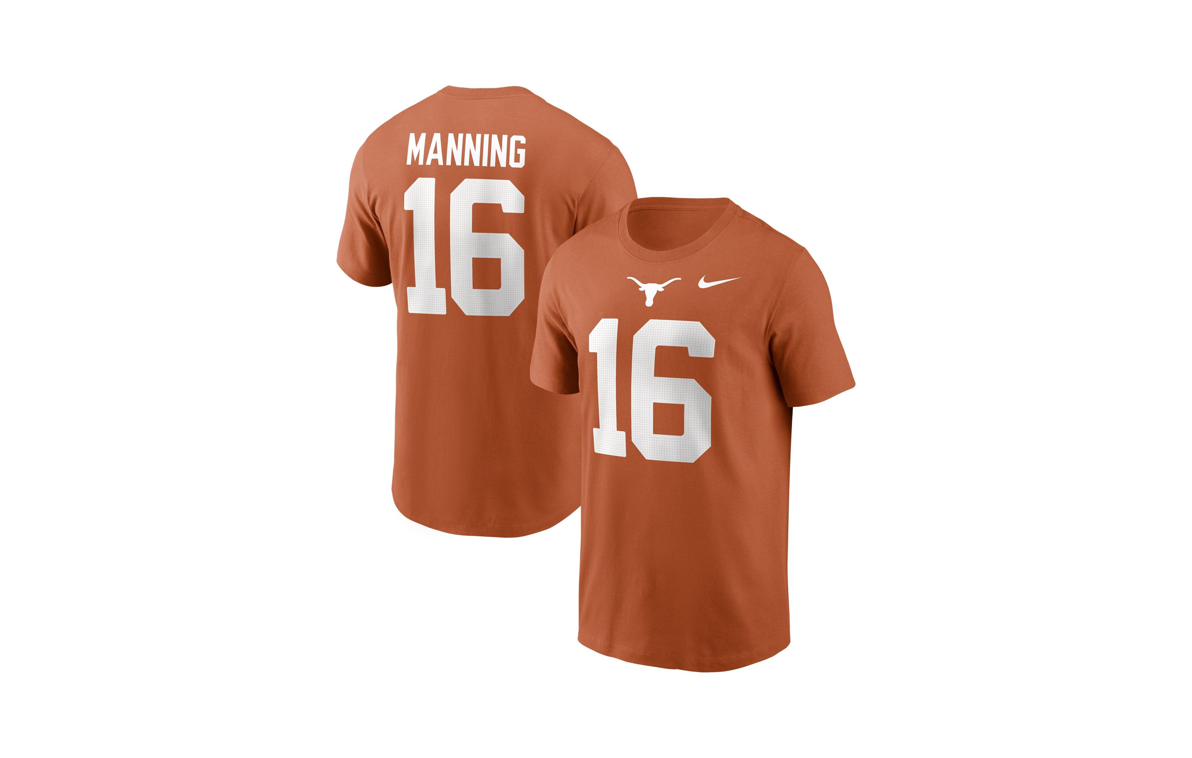 Nike Men's Arch Manning Texas Orange Longhorns Name & Number T-Shirt