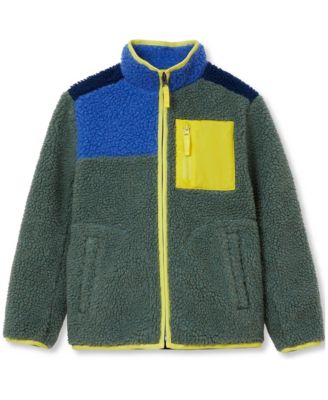 Kids High Pile Contrast Full Zip Up Jacket