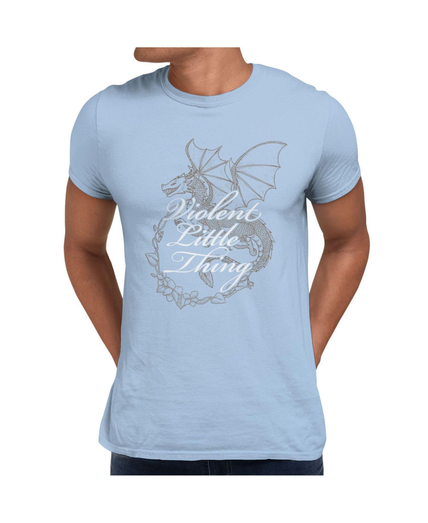 Мужская футболка Fourth Wing The Empyrean Violent Little Thing Dragon Floral Short Sleeve, цвет: Светлый синий — фото 1