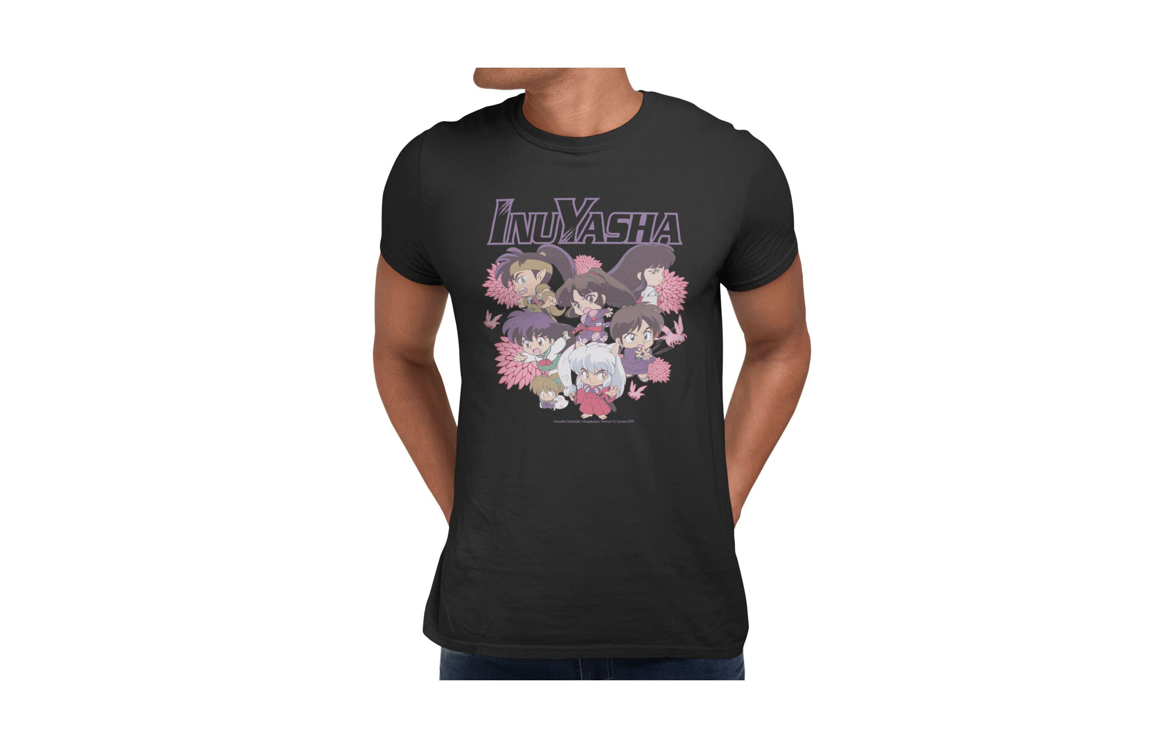 Inuyasha Men's Kagome Miroku Shippo Chibi Flowers Short Sleeve Tshirt