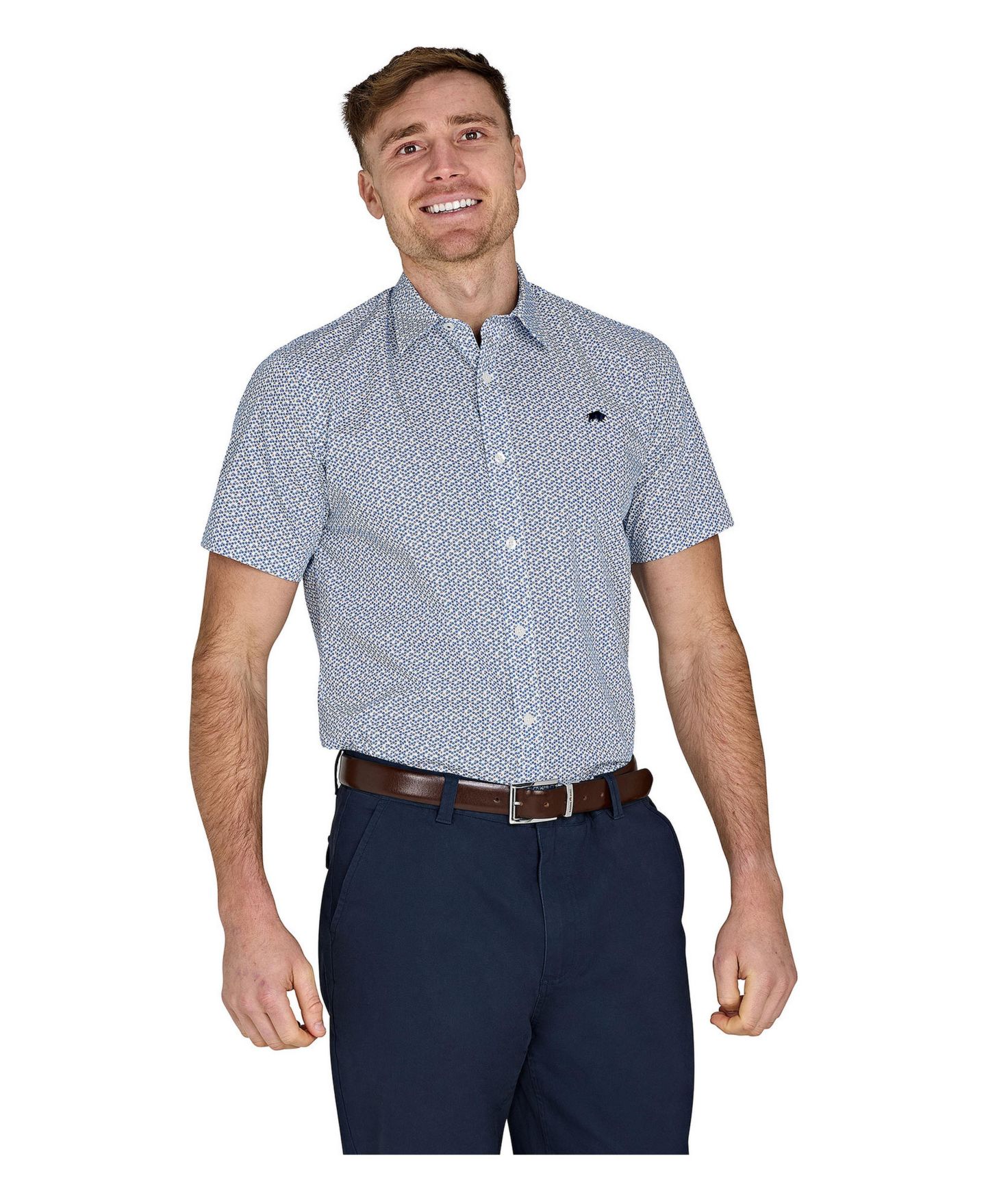 Мужская рубашка Raging Bull Short Sleeve Cotton Poplin, цвет: Синий — фото 2