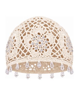 Crystal-Embellished Crochet Cap