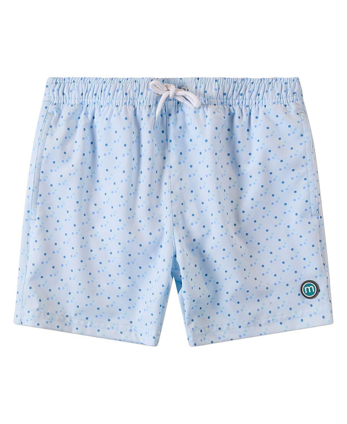 Boys Dot-Print Quick-Dry UPF 50 Swim Trunks with Pockets and M Logo - Blue / 3