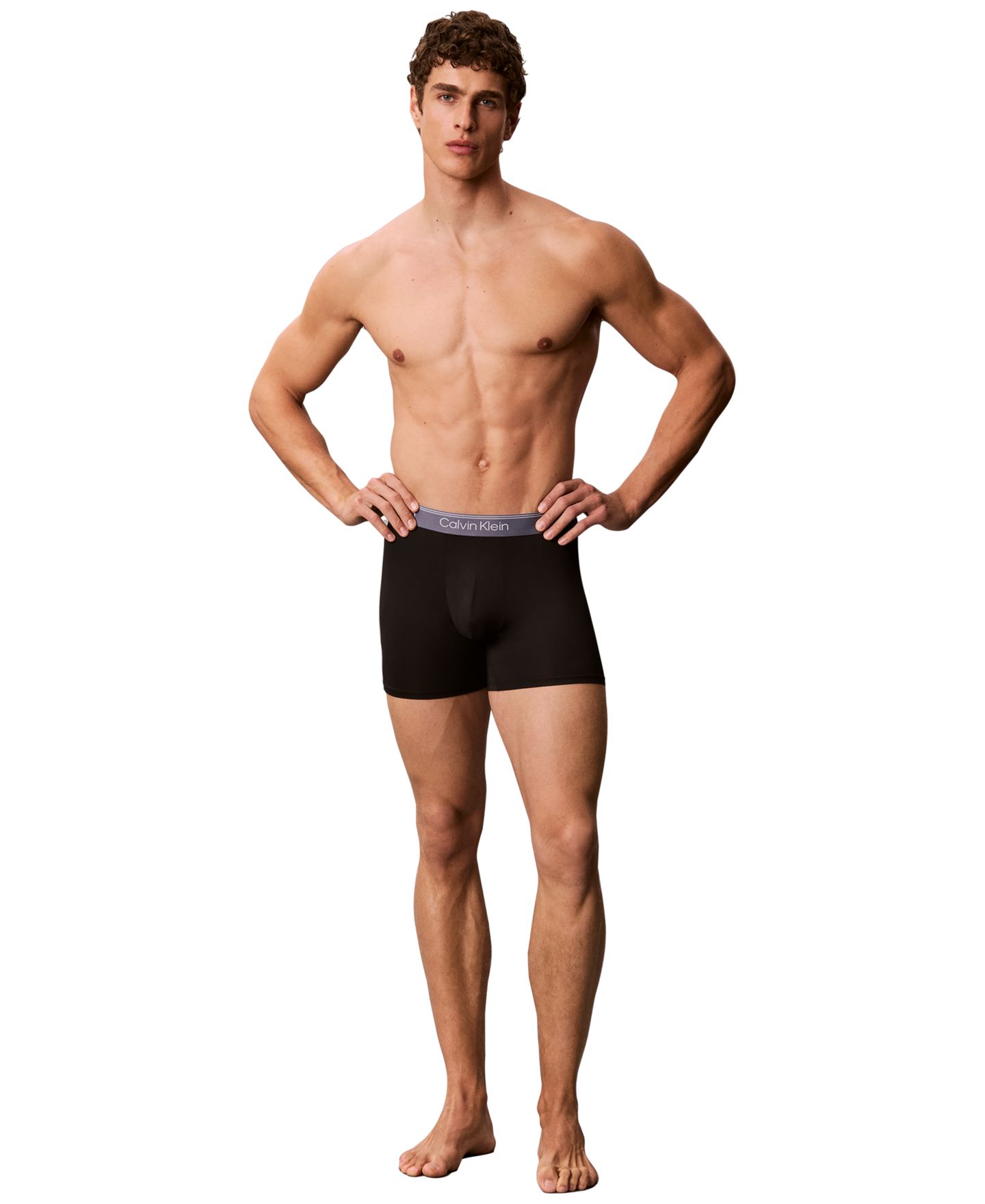 Трусы-боксеры для мужчин, микрофибра, стрейч, 5 шт. — Calvin Klein, цвет: Чёрный / Синий, вариант 1 — фото 2