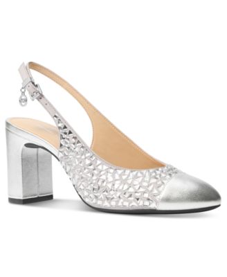 MICHAEL Women's Piper Flex Embellished Slingback Block Heel Pumps