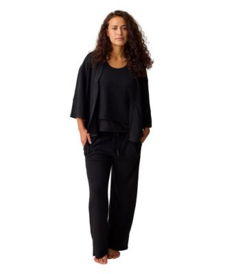 Women's Waffle-Knit Nursing Tank, Layering Top, and Pants, 3-Piece Set
