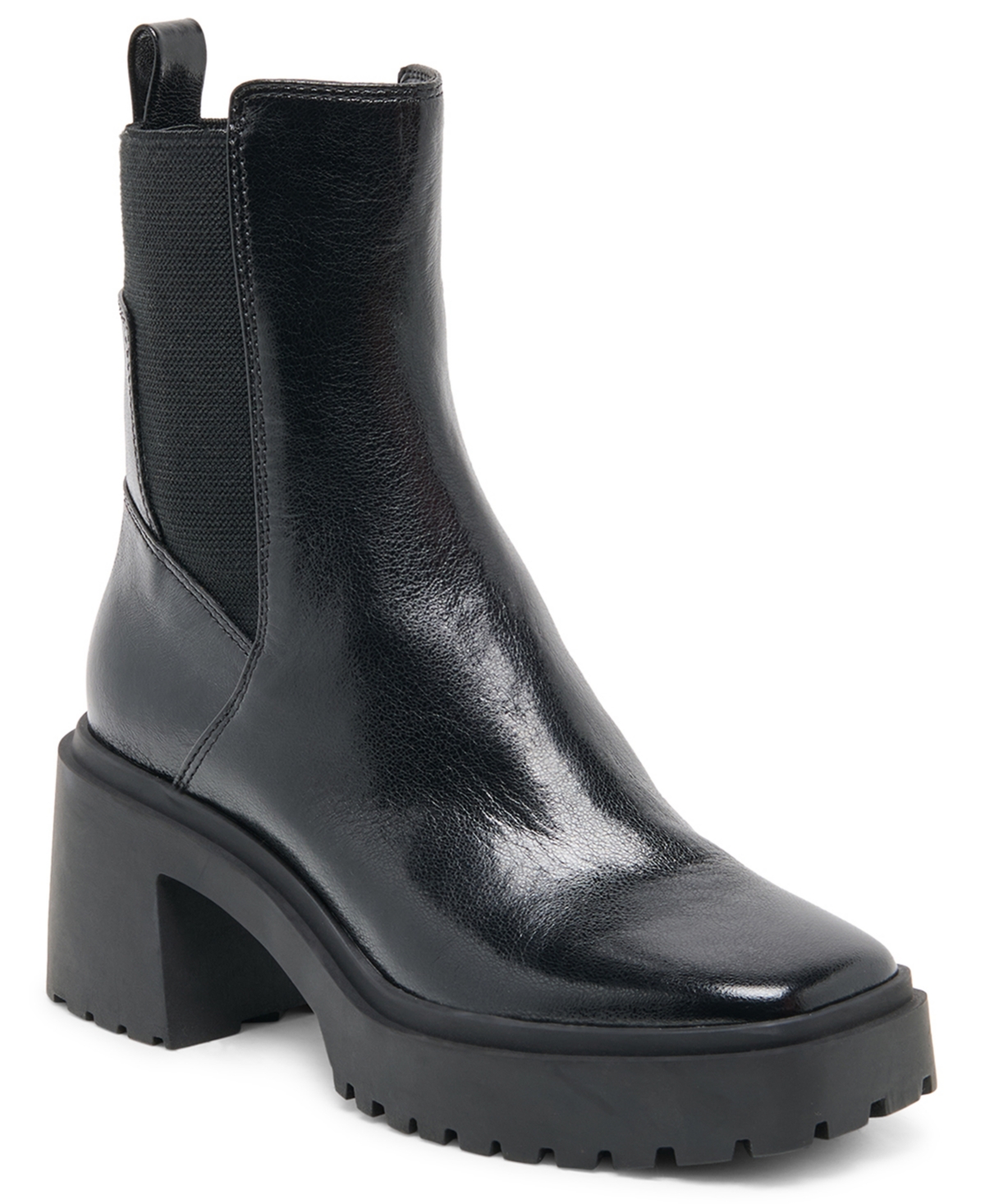 Dolce Vita Women's Grizly Wide Width Lug Sole Chelsea Booties - Midnight Leather H2O