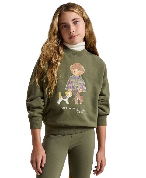 Толстовка Polo Ralph Lauren Polo Bear Long-Sleeve Sweatshirt для девочек, цвет: Оливковый