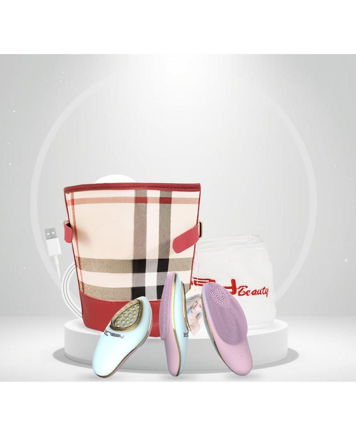 Linsay Facial Cleansing Brush with Led Photon Therapy - pink