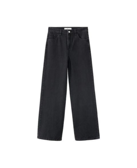 Женские джинсы Mango Danila High-Waisted Wide-Leg, цвет: Чёрный джинсовый