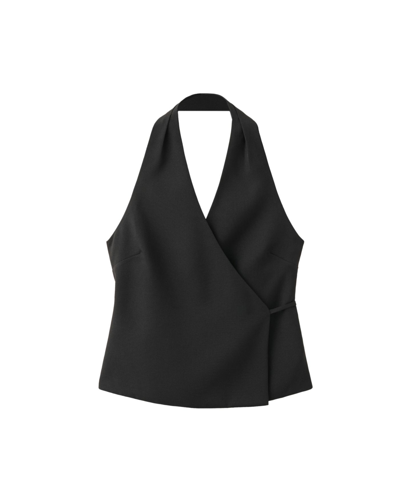 Женский жилет Mango Crossed Halter Waistcoat Crossover Open Back, цвет: Чёрный — фото 1