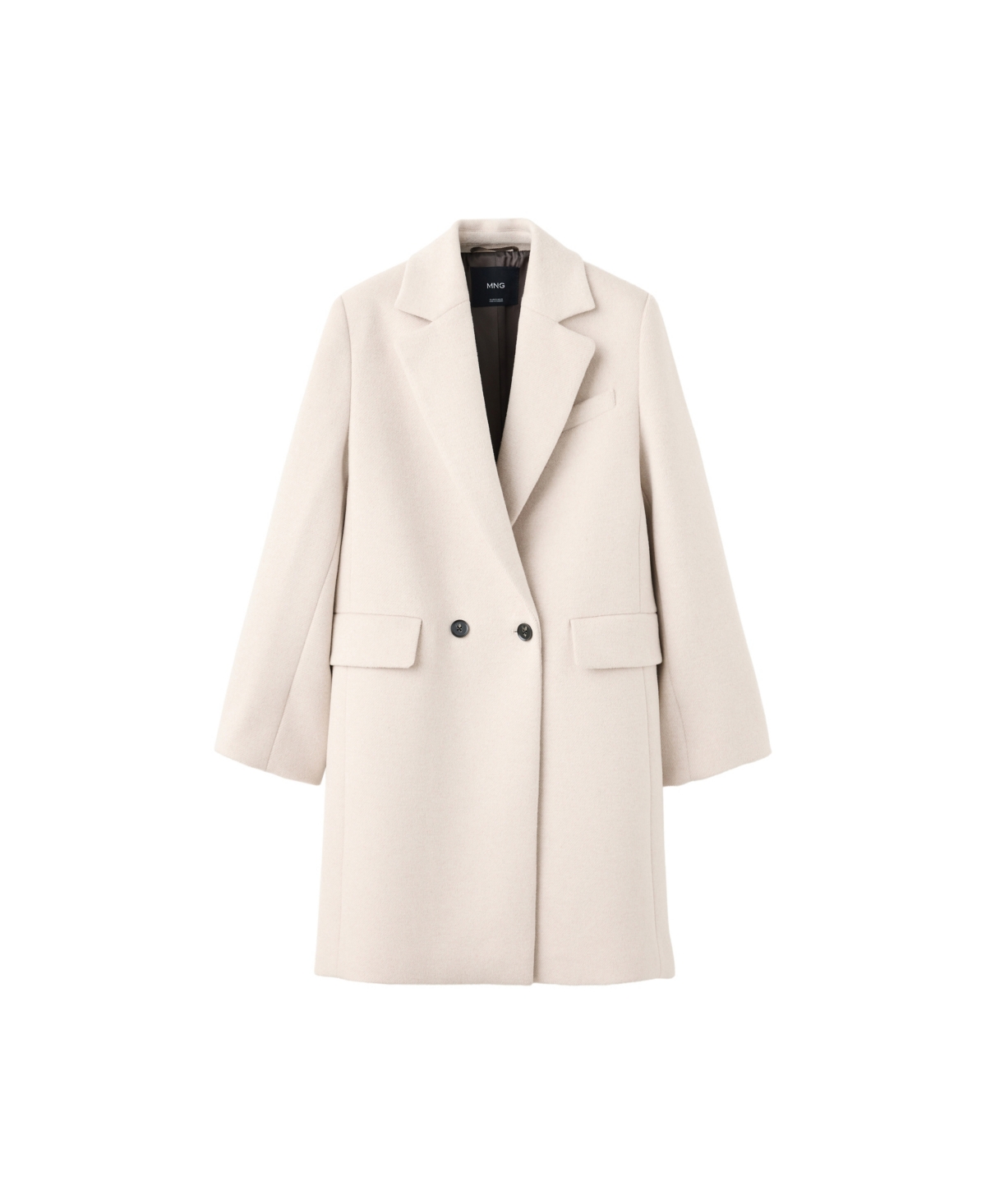 Mango Women's Double-Breasted Wool-Blend Midi-Length Coat - Light, Pastel Gray