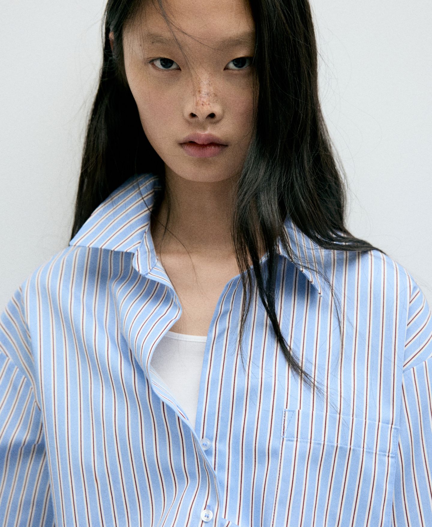Женская рубашка Mango Fontana Striped Collared Long-Sleeve, цвет: Коричневый — фото 3