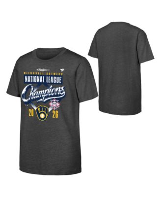 Big Boys and Girls Heather Charcoal Milwaukee Brewers 2026 National League Champions Locker Room T-Shirt