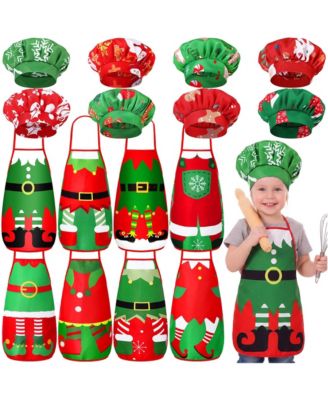 Christmas 16-Piece Apron and Chef Hat Set, Ages 3+