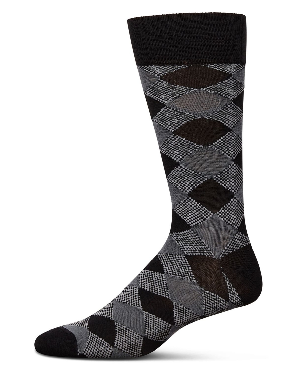 Men's Argyle Bamboo Dress Crew Socks - Black / 10-13