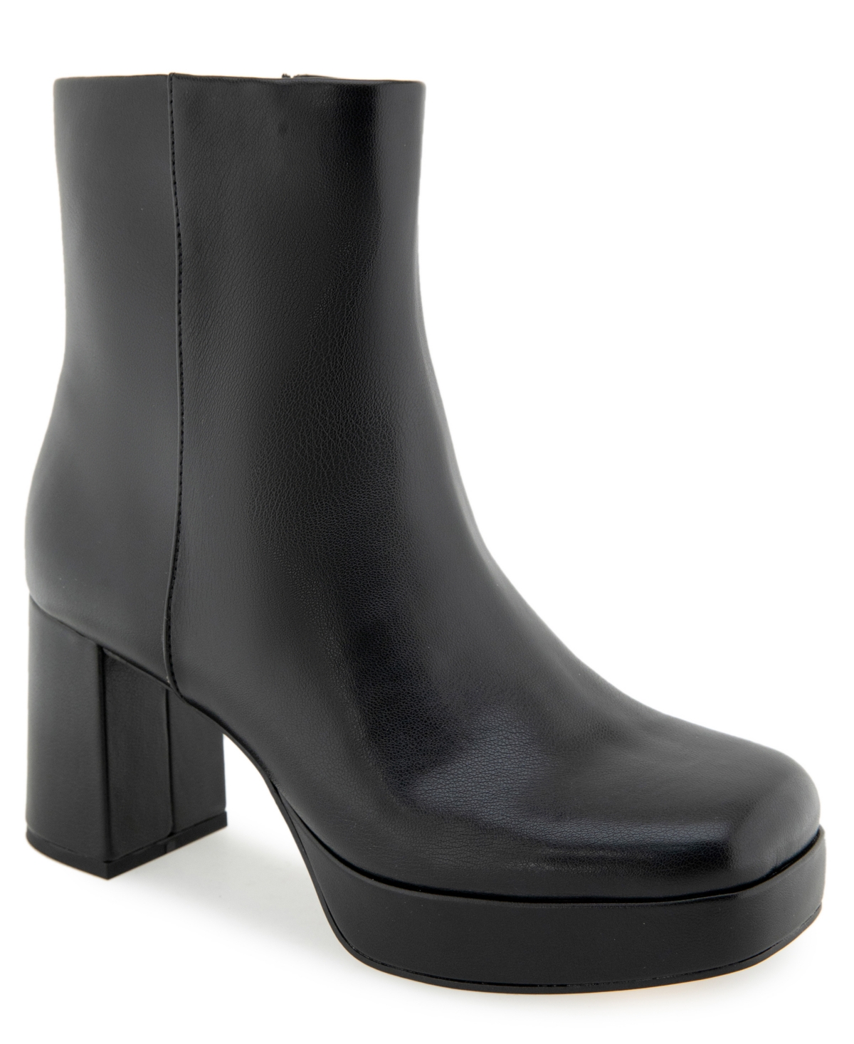 Kenneth Cole Reaction Women's Klooney Platform Square Toe Faux Leather Booties - Black