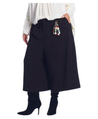 Plus Size Pleated Wide-Leg Culottes