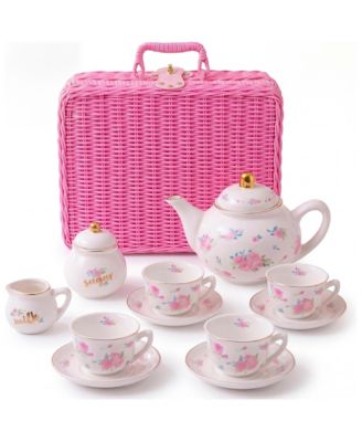 Tea Party Picnic Porcelain Tea Set, 13-Piece, Ages 3+