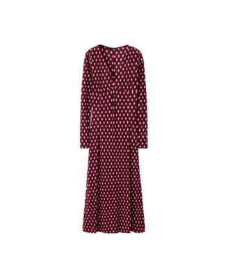 Women's A-Line Polka Dot Long-Sleeve Midi Dress