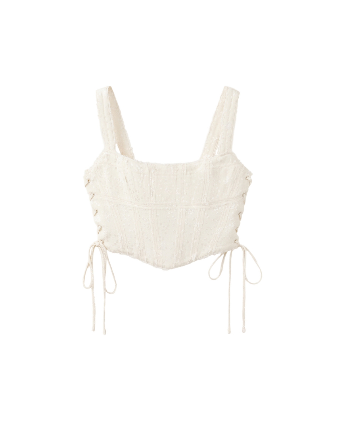 Mango Women's Jacquard Lace-Up Corset Top - Off White