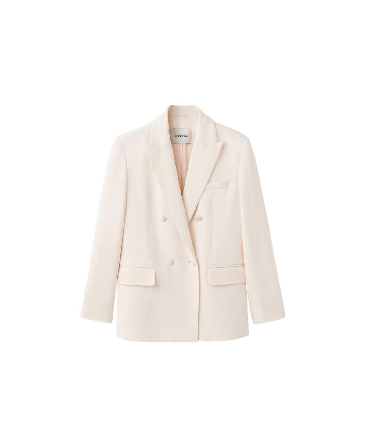 Mango Women's Double-Breasted Notched-Lapel Blazer - Ecru