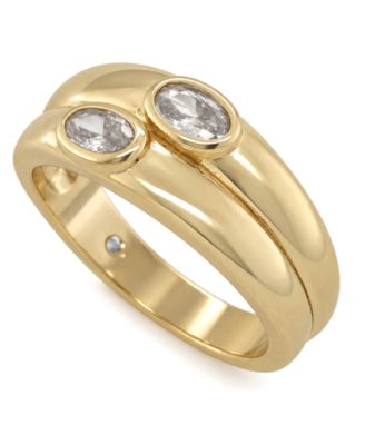 Cubic Zirconia Double Stone Ring