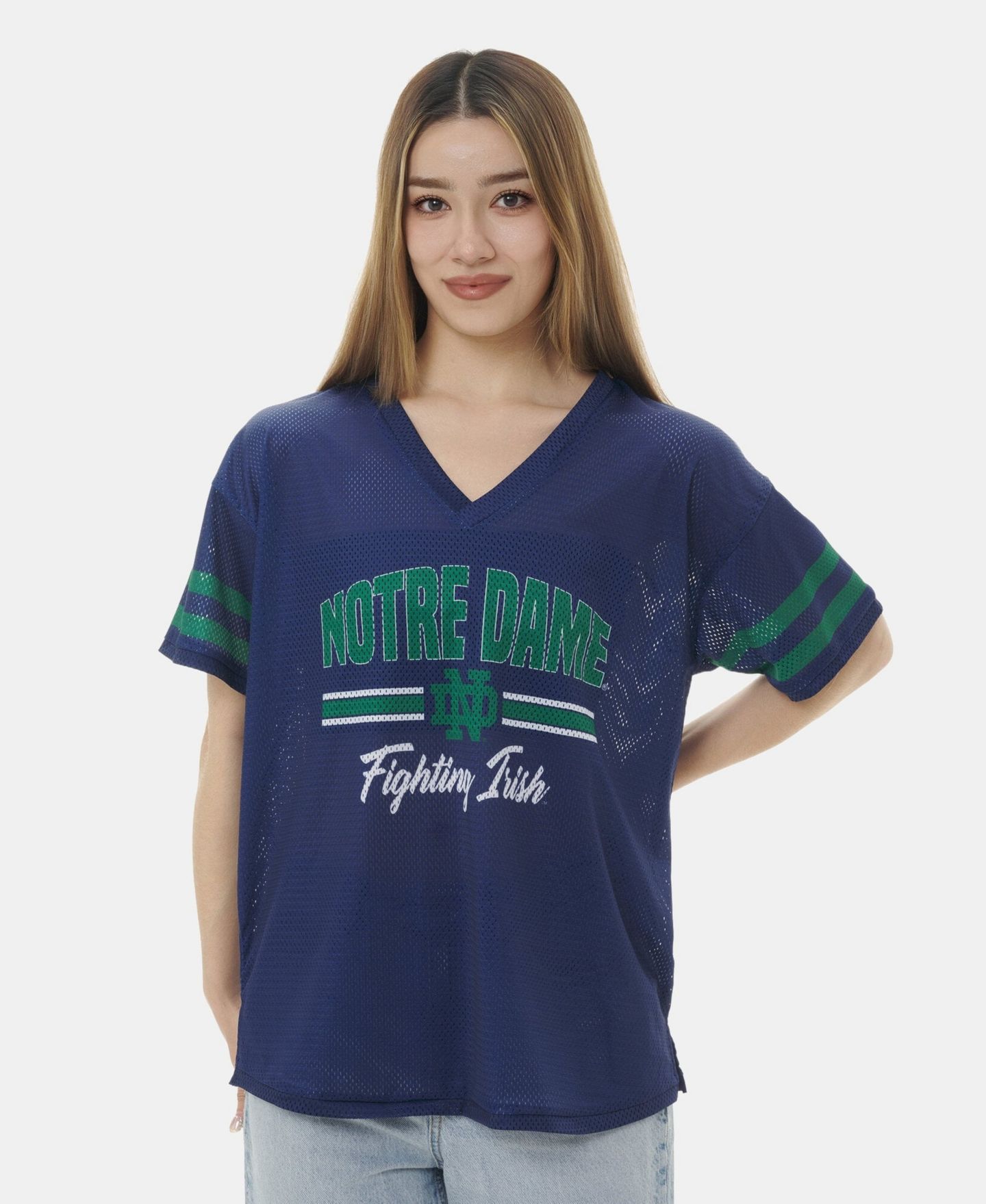 Женская футболка ZooZatz Navy Notre Dame Fighting Irish Mesh Jersey Kickoff — фото 1